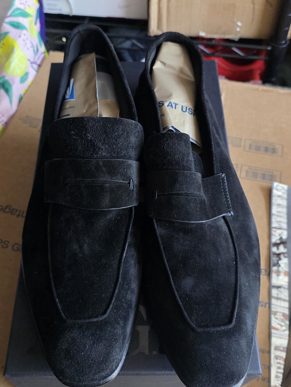 Zegna Men's L'asola Suede Penny Loafers In Black Size 13 US MSRP $990